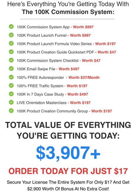 100k commission system.